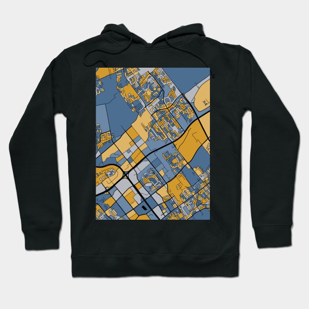 Laval Map Pattern in Blue & Gold Hoodie by PatternMaps